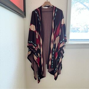 Rancho Estancia Geometric Patterned Open Front Cardigan